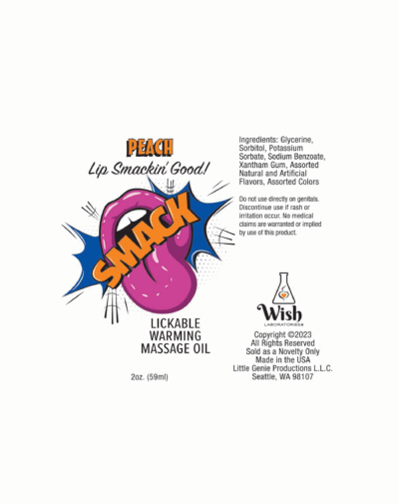 Smack Warming and Lickable Massage Oil - Peach  2 Oz LG-BT408