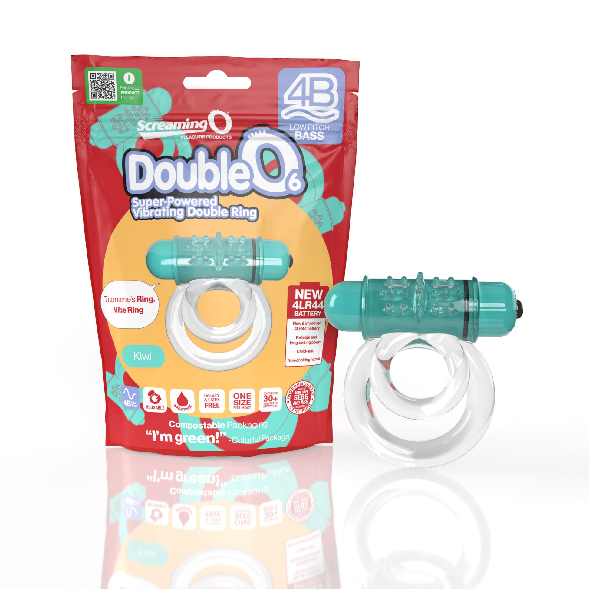 Screaming O 4b - Double O Super Powered Vibrating Double Ring - Kiwi SO-4BD6-KW