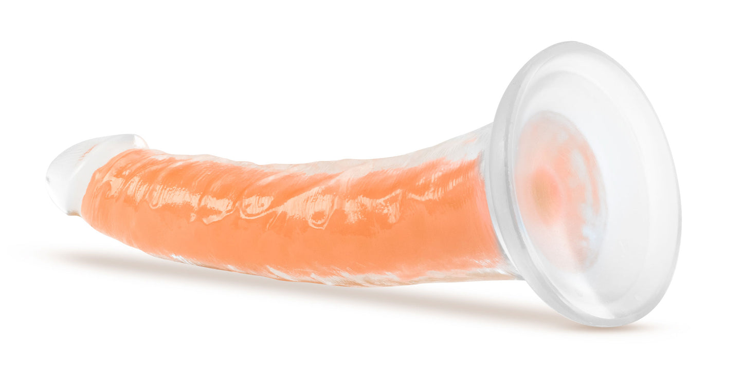 Neo Elite Glow in the Dark - Lavo - 7 Inch  Silicone Dual Density Dildo - Neon Orange BL-12719