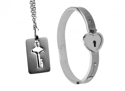 Cuffed Locking Bracelet and Key Necklace MS-AF916