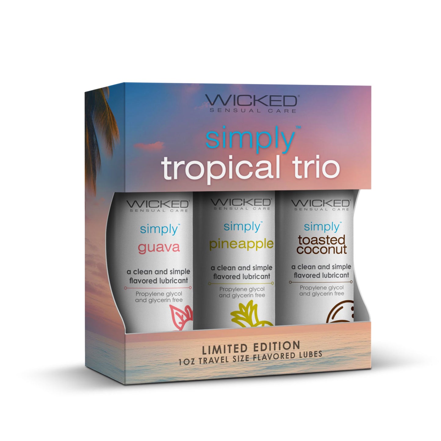 Wicked Simply Tropical Trio 1oz Travel Size  Flavored Lubes WS-91190