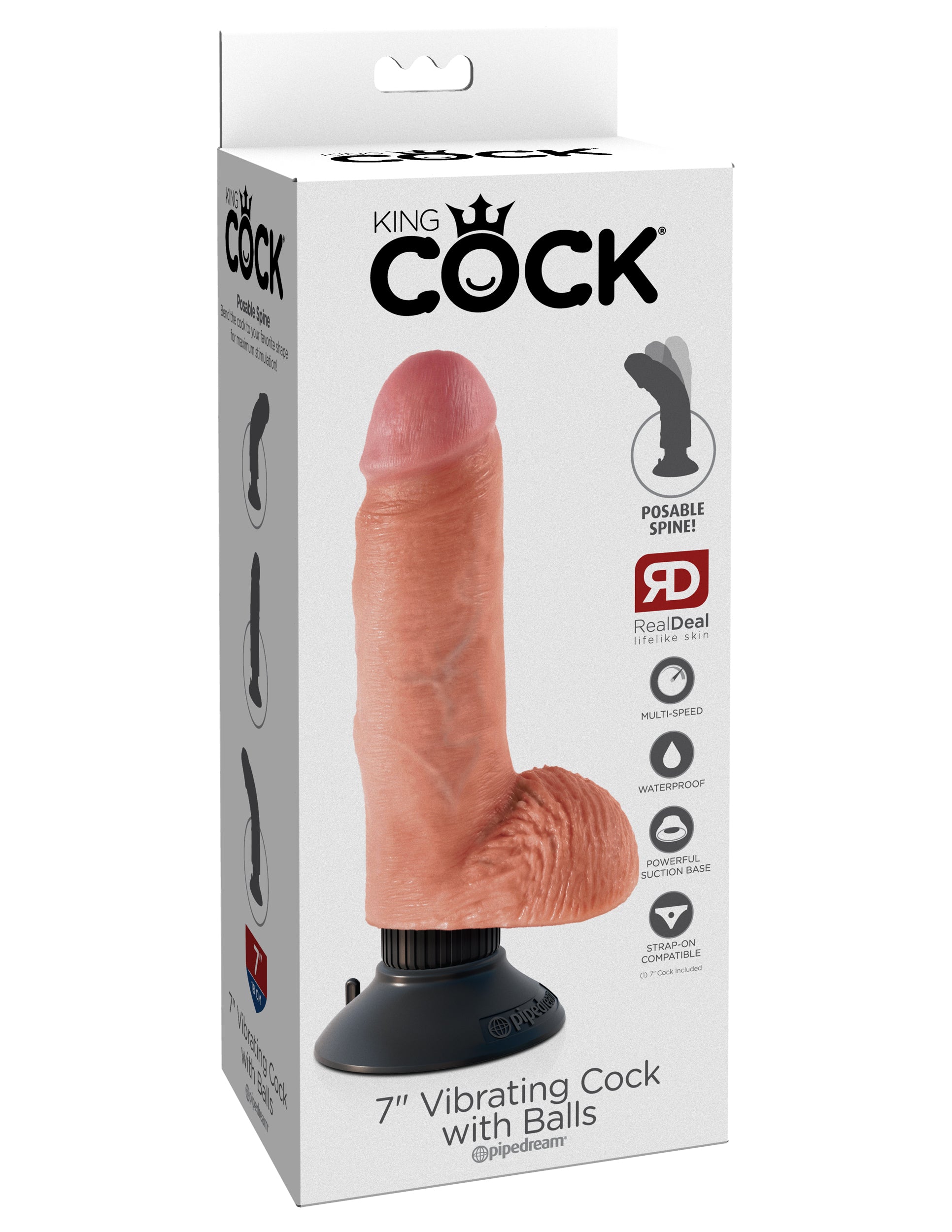 King Cock 7-Inch Vibrating Cock With Balls -  Flesh PD5406-21