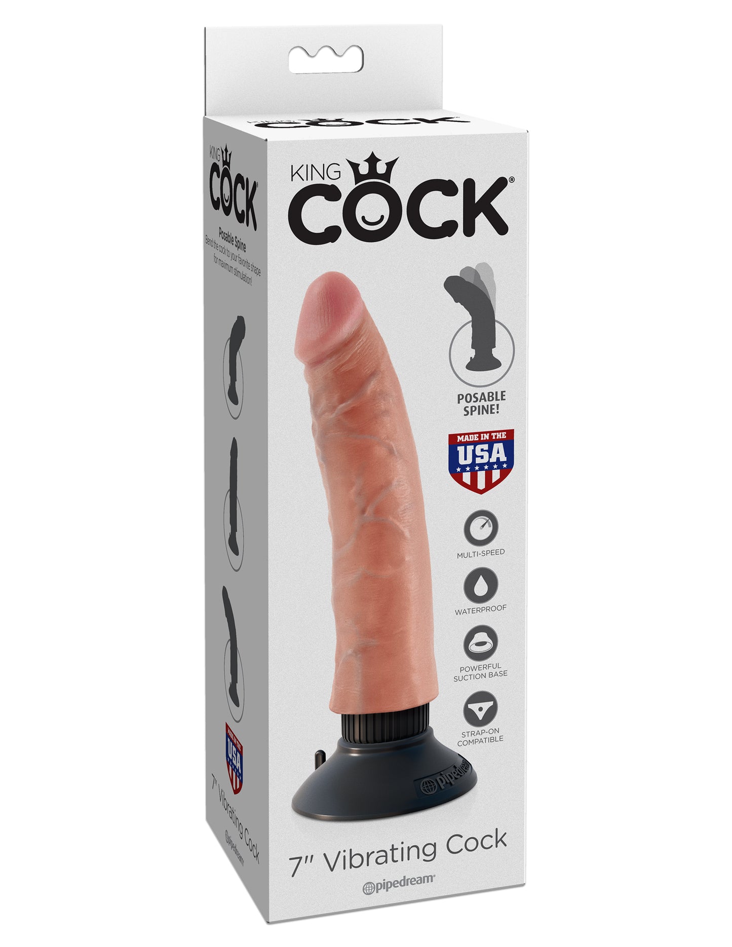 King Cock 7-Inch Vibrating Cock - Light PD5402-21