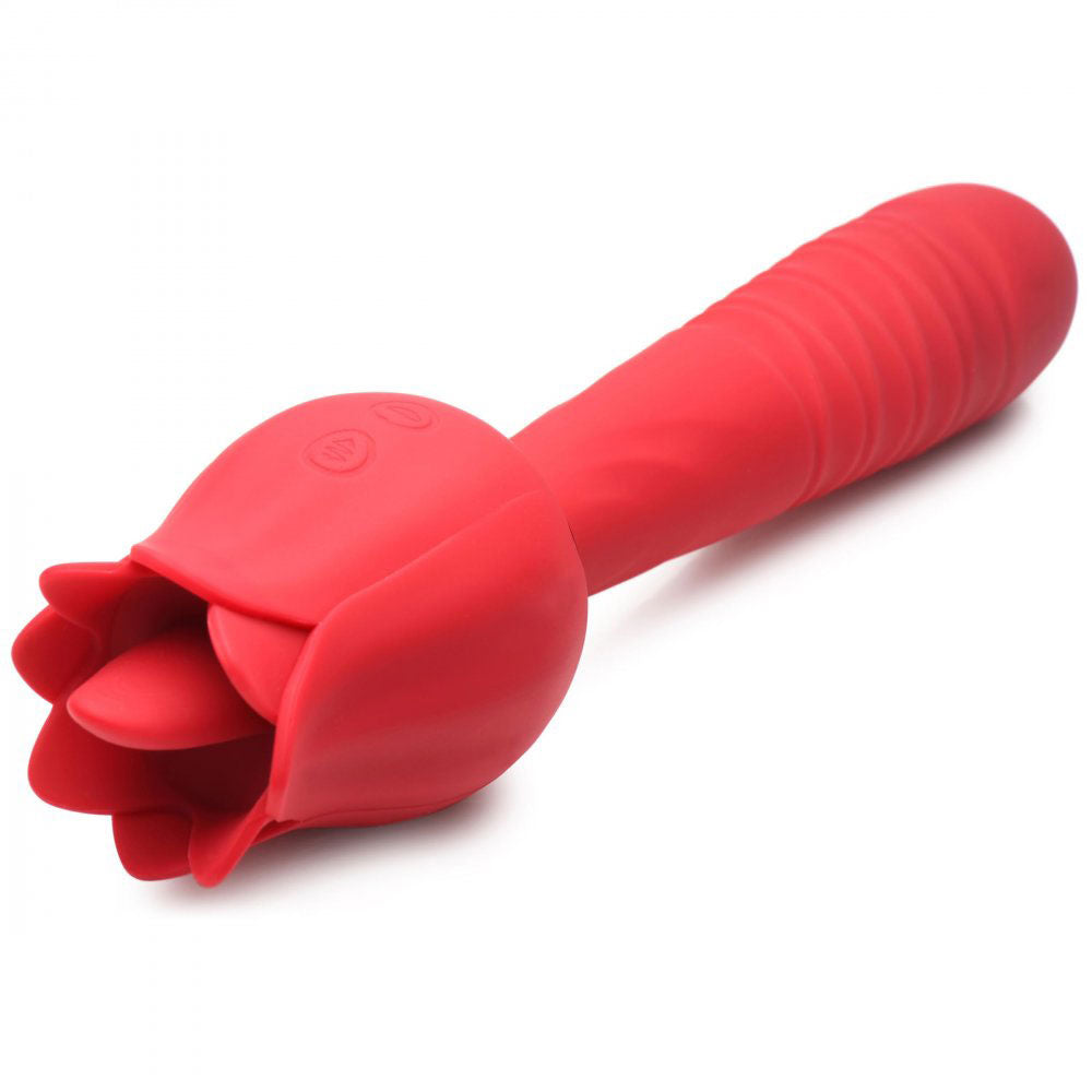 Bloomgasm Racy Rose Thrust and Lick Vibrator - Red INM-AH070