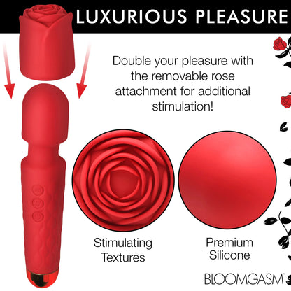 Pleasure Rose 10x Silicone Wand With Rose  Attachment - Red INM-AH318