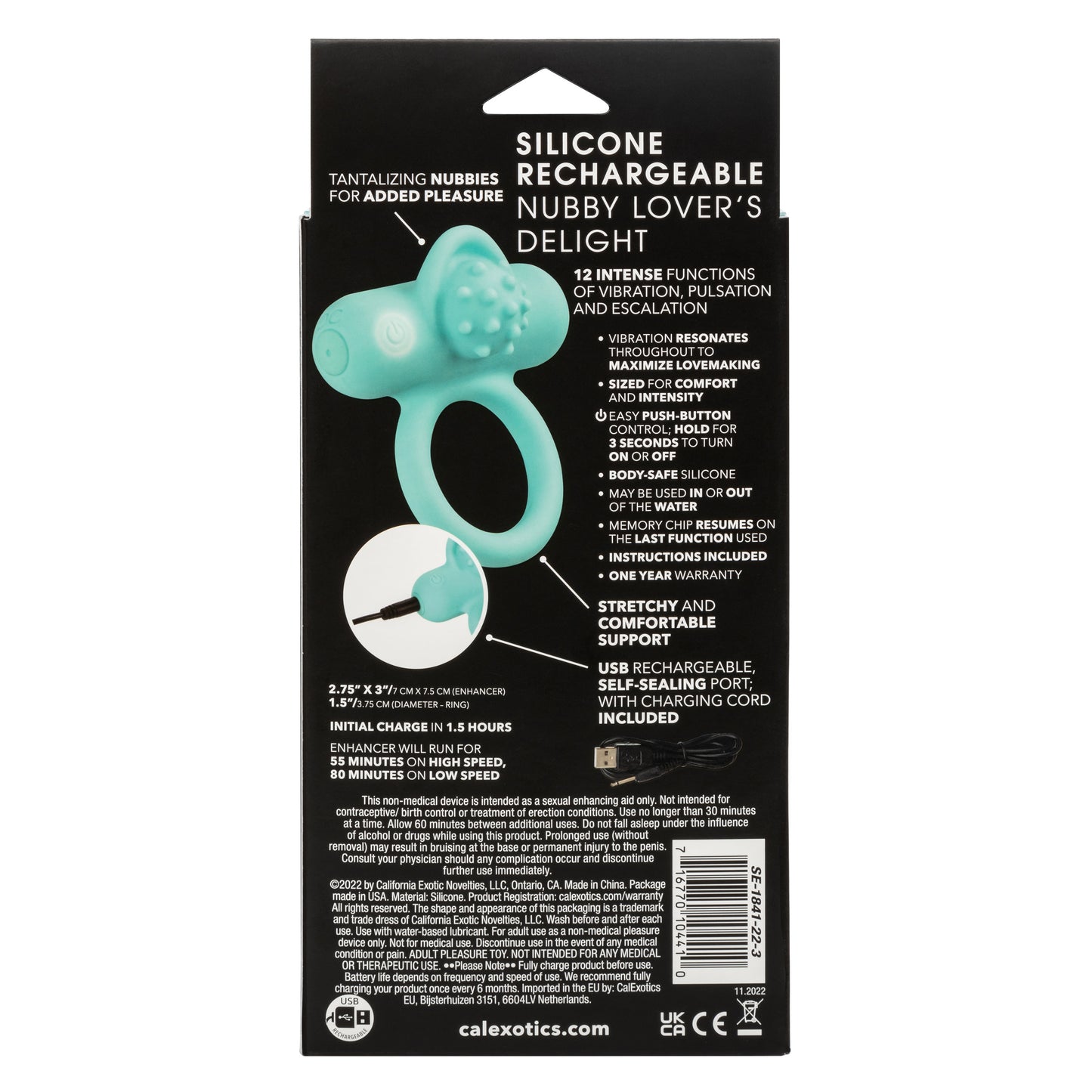 Silicone Rechargeable Nubby Lover's Delight - Blue SE1841223