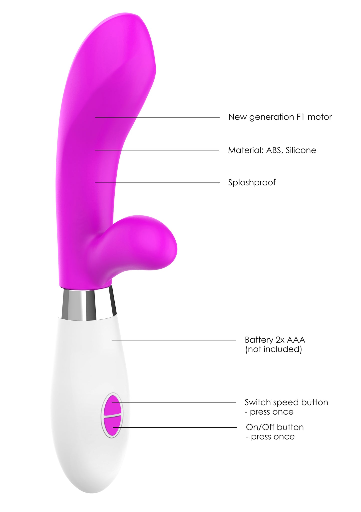 Achilles - Ultra Soft Silicone - 10 Speeds - Fuchsia SH-LUM001FUC