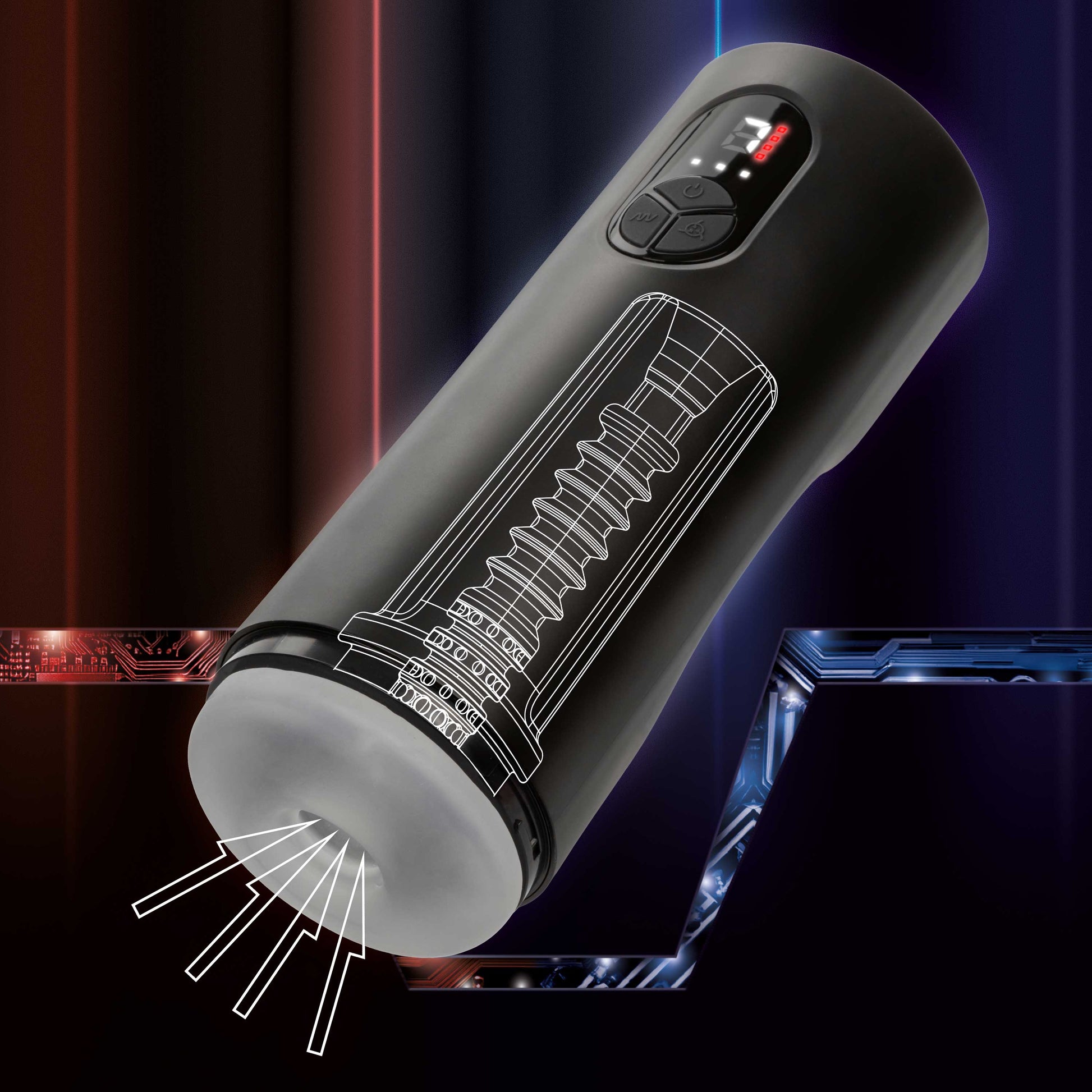 Bionic Sucking and Vibrating Masturbator - Black SE0851503