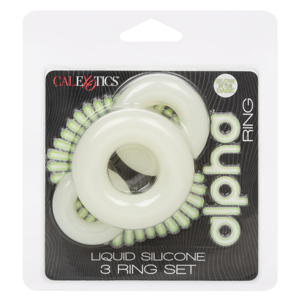 Alpha Glow-in-the-Dark Liquid Silicone 3 Ring Set  - White SE1492332