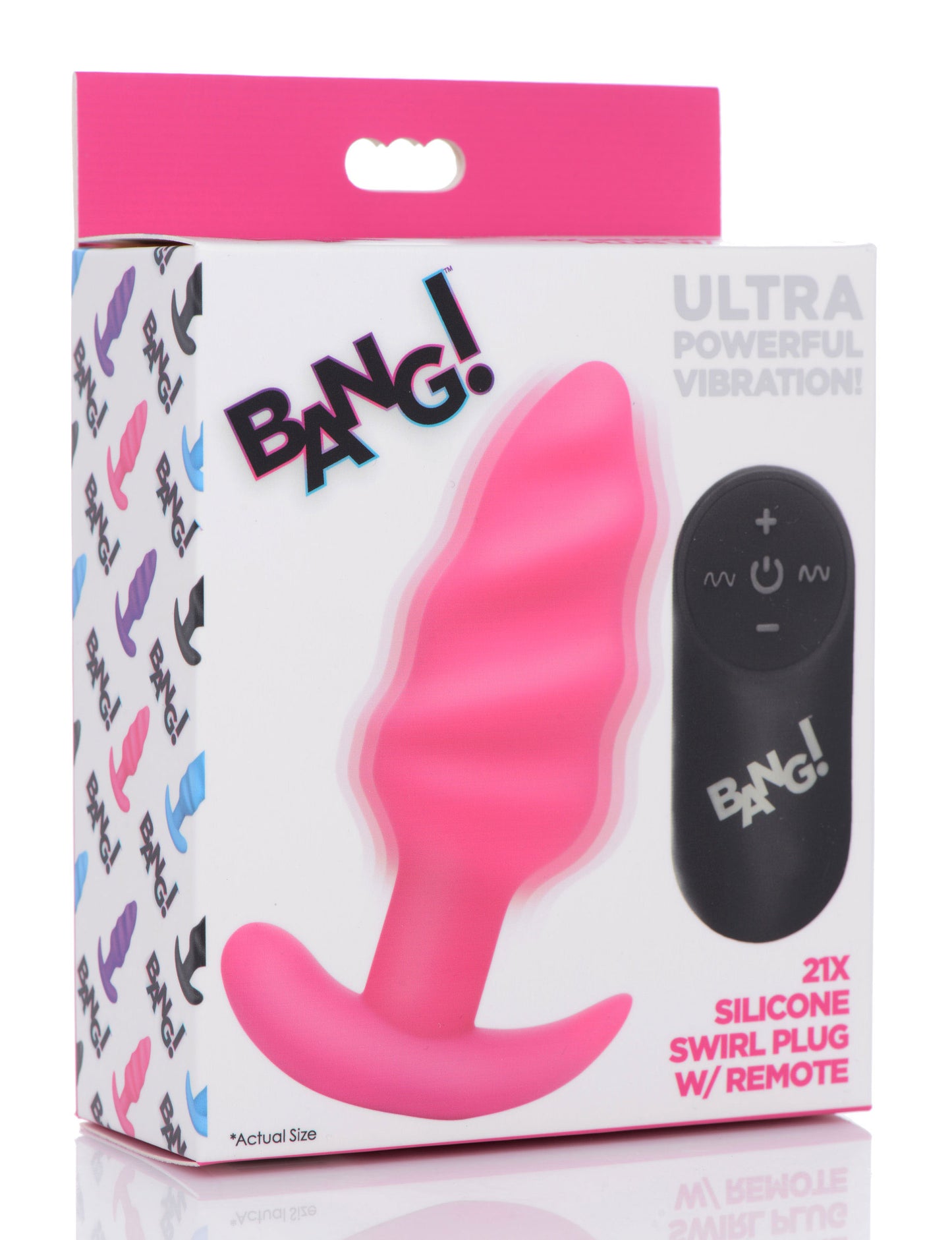 21x Silicone Swirl Plug With Remote - Pink BNG-AG564-PNK