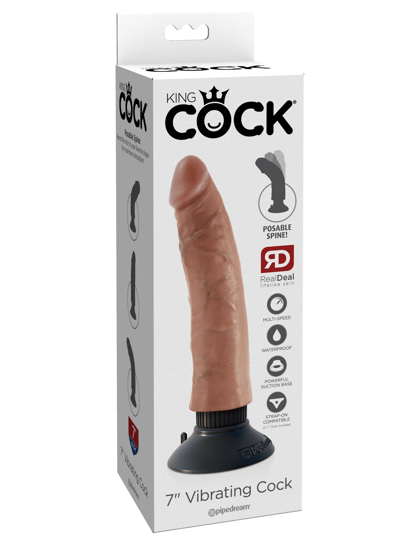 King Cock 7 Inch Vibrating Cock - Tan PD5402-22