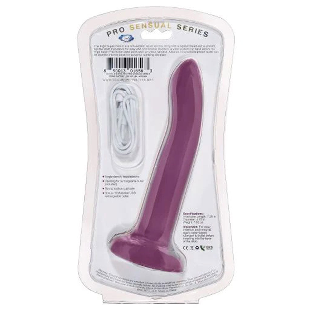 Ergo Super Flexi II Dong Soft and Flexible Liquid  Silicone With Vibrator - Plum WTC964