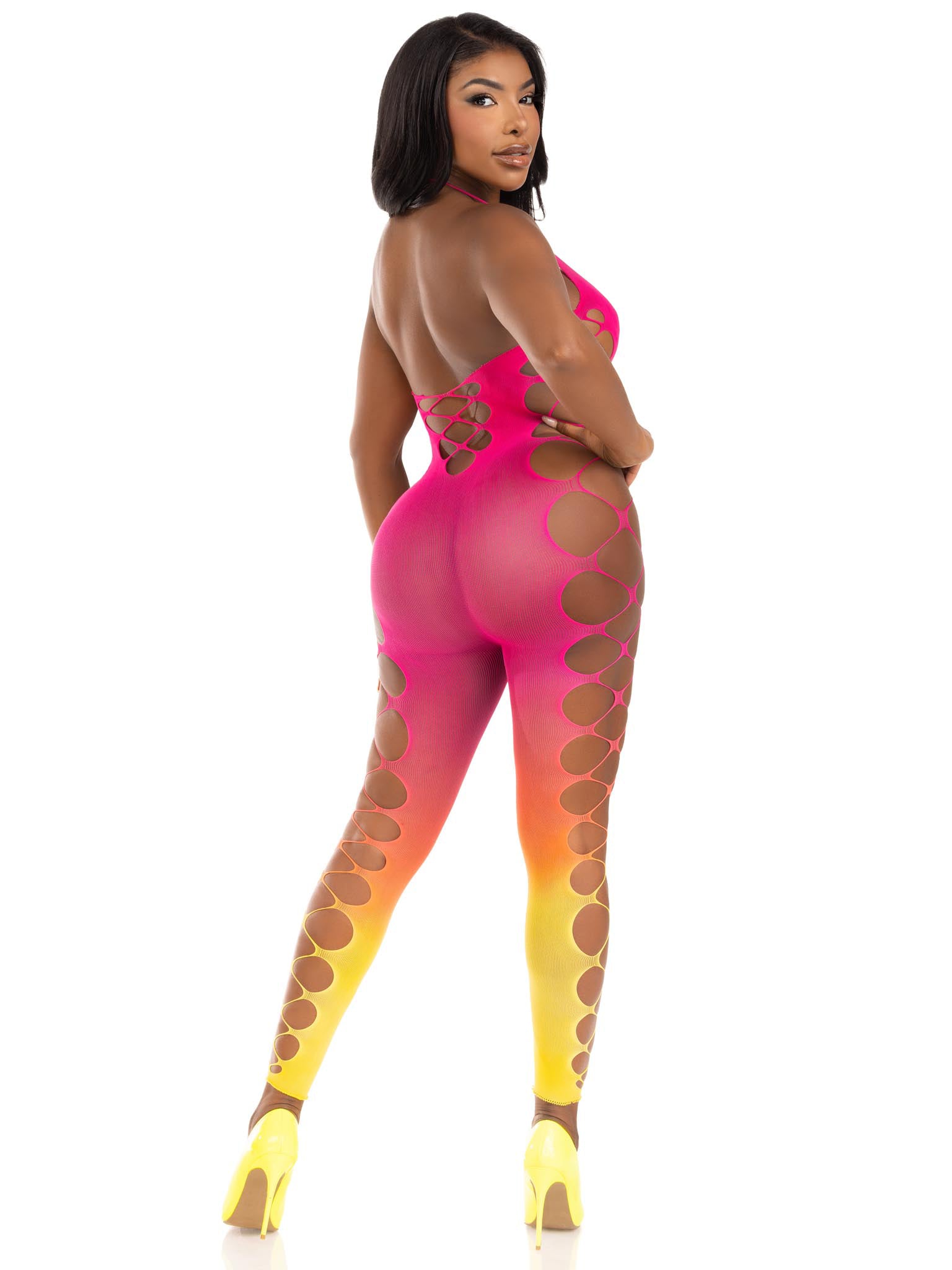 Ombre Footless Bodystocking - One Size - Sunset LA-89323SUNSOS