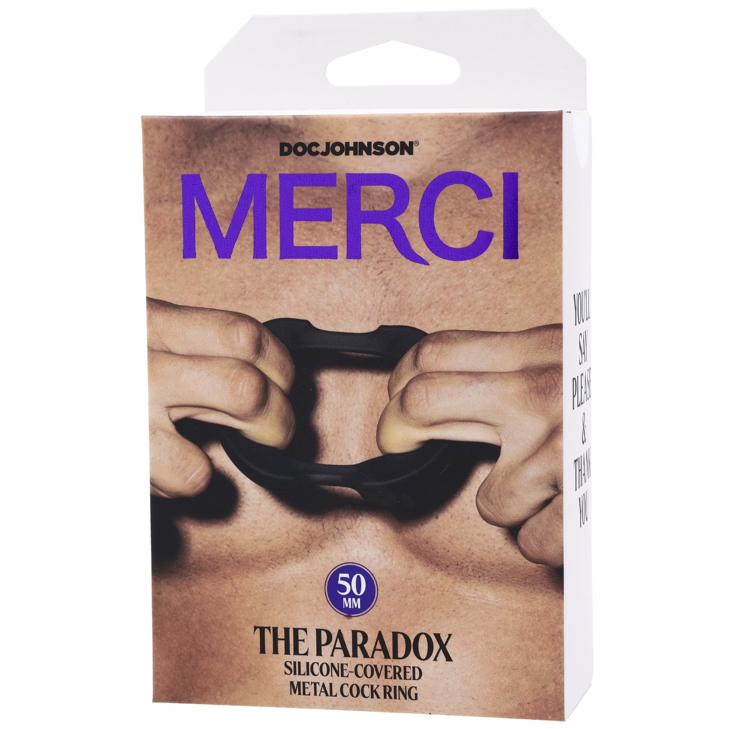 Merci - the Paradox - Silicone Covered Metal Cock  Ring - 50mm - Black DJ2402-40-BX