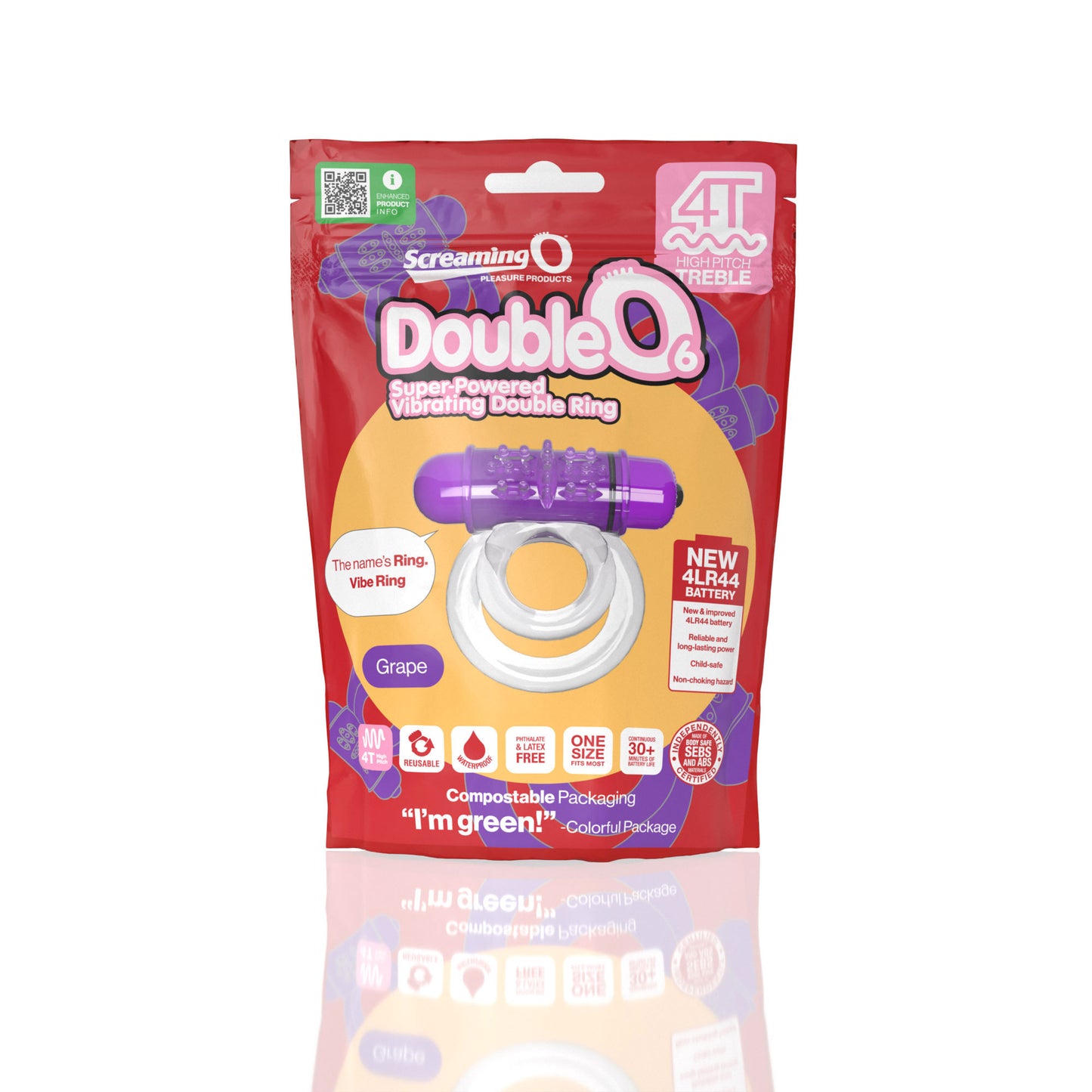 Screaming O 4t - Double O 6 Super Powered   Vibrating Double Ring - Grape SO-4TD6-GP