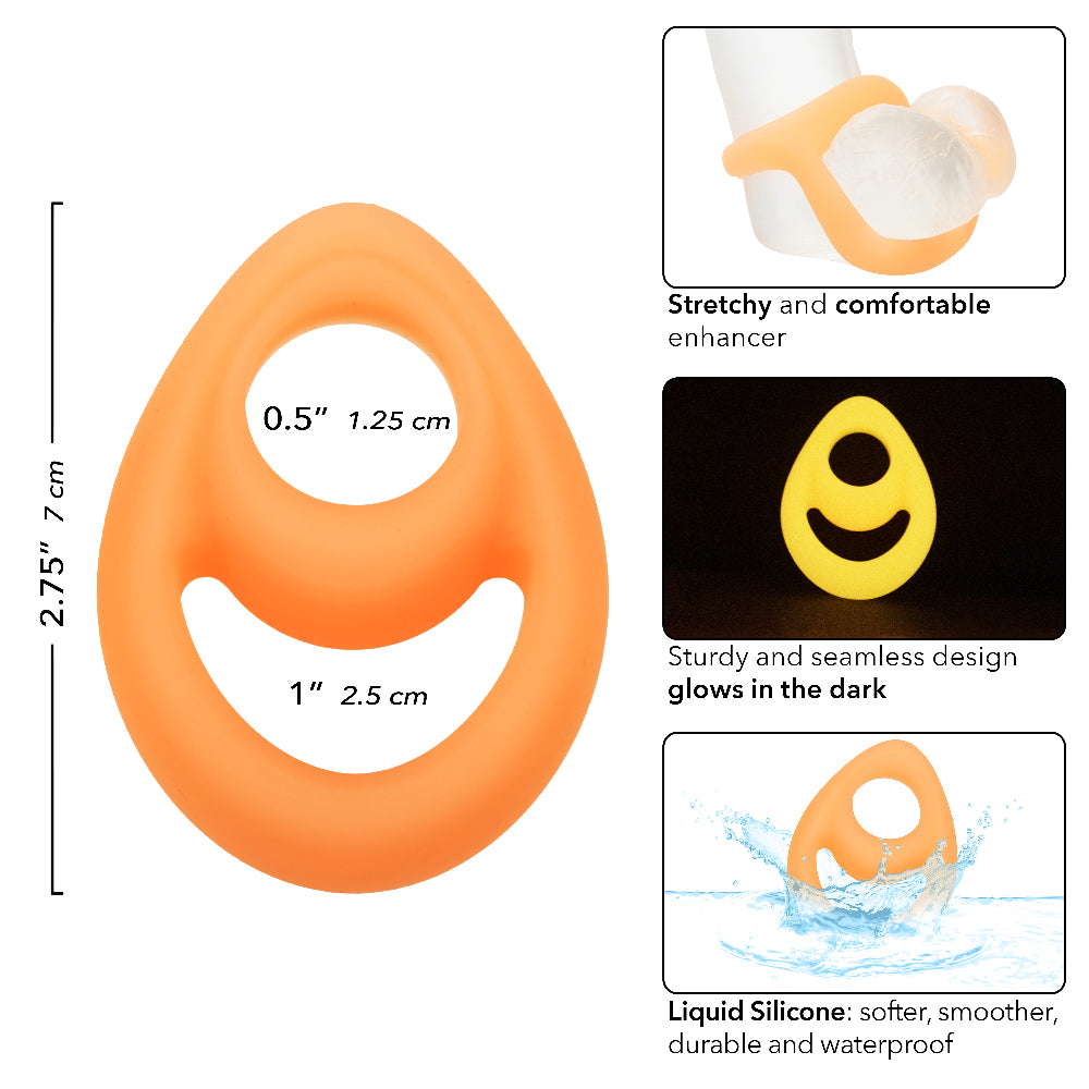 Alpha Glow-in-the-Dark Liquid Silicone Teardrop  Ring - Orange SE1492302