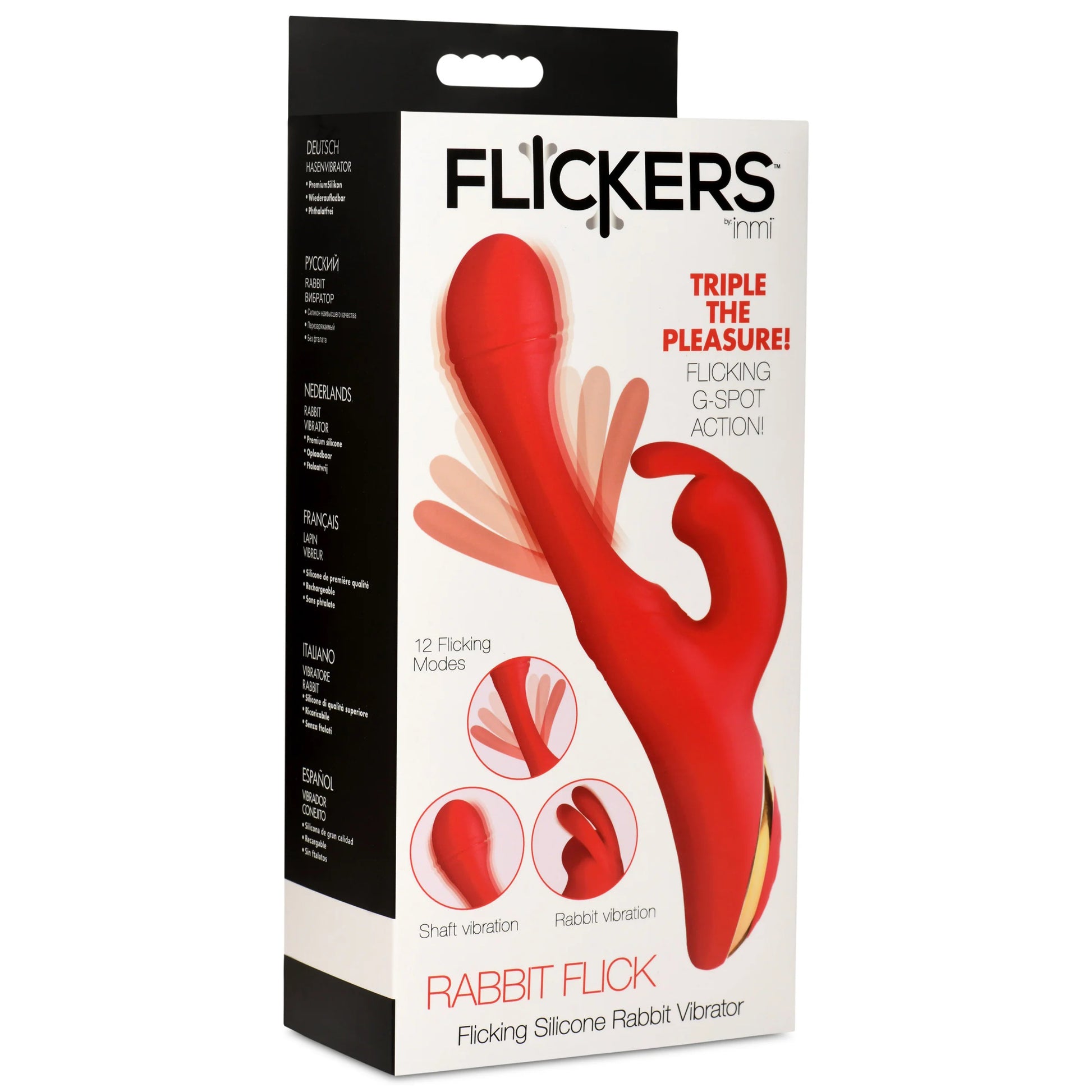 Rabbit Flick Flicking Silicone Rabbit Vibrator -  Red INM-AH389