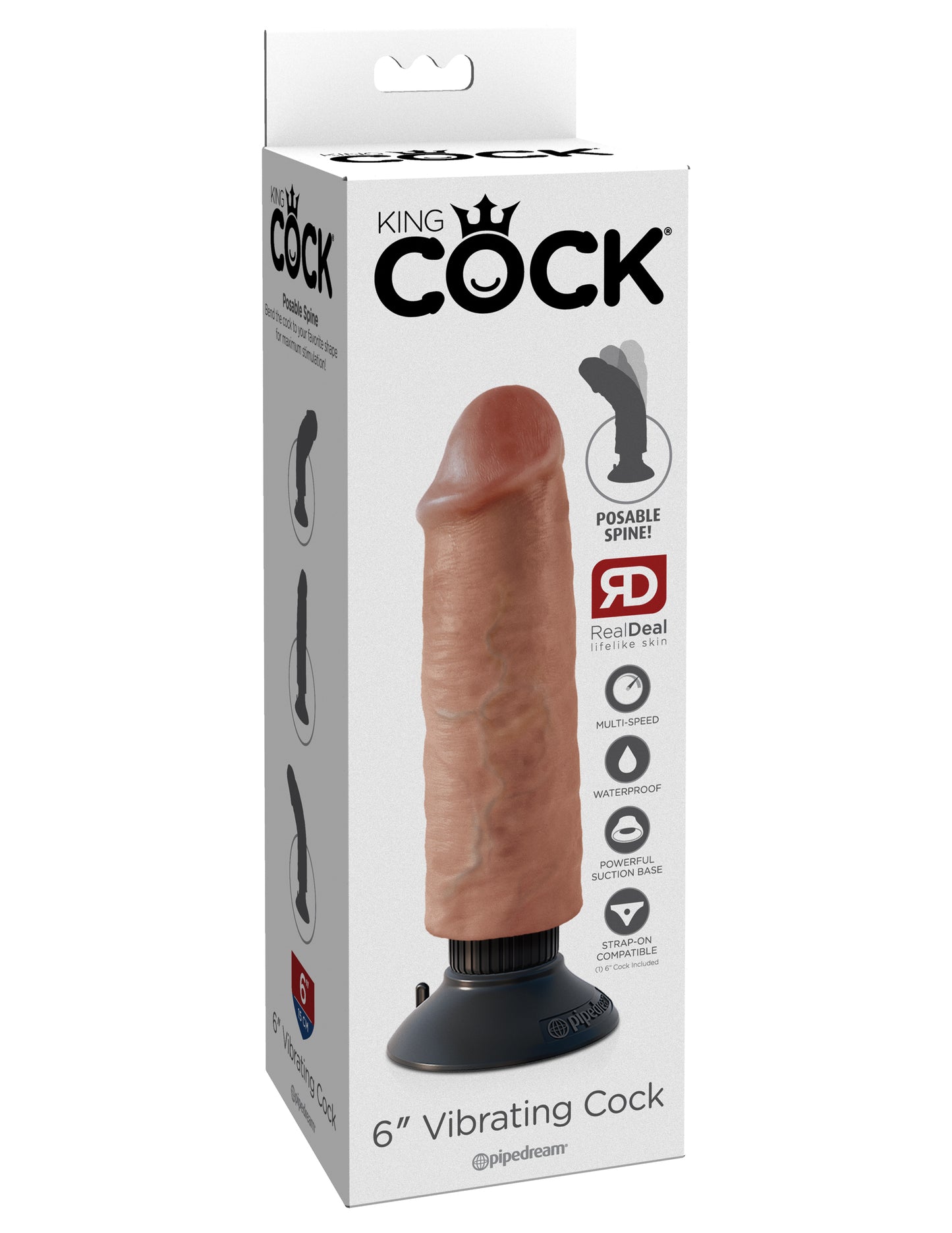 King Cock 6 Inch Vibrating Cock - Tan PD5401-22