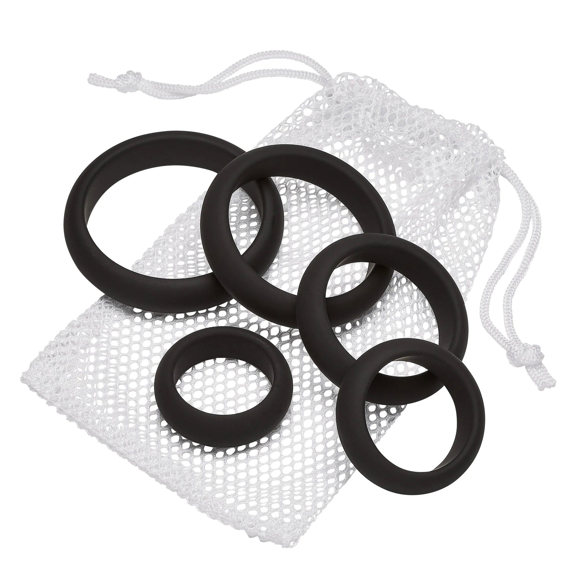 Cloud 9 Comfort Cock Rings With Flat Back 5 Pack - Black WTC961