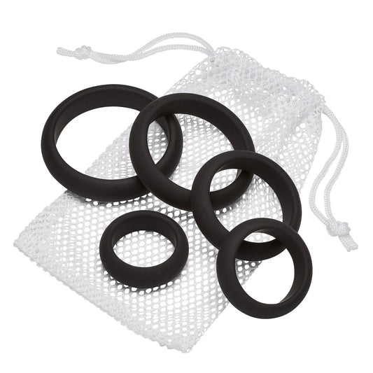 Cloud 9 Comfort Cock Rings With Flat Back 5 Pack - Black WTC961