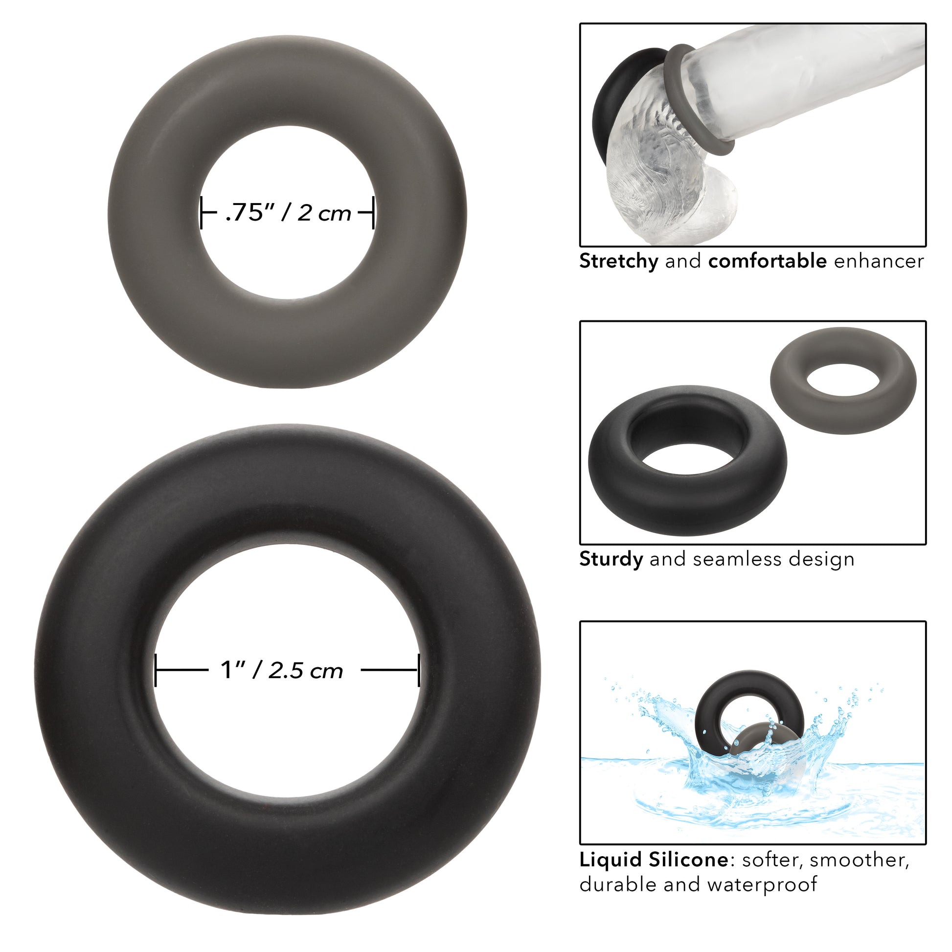 Alpha Liquid Silicone Prolong Set of 2 - Black/gray SE1491902