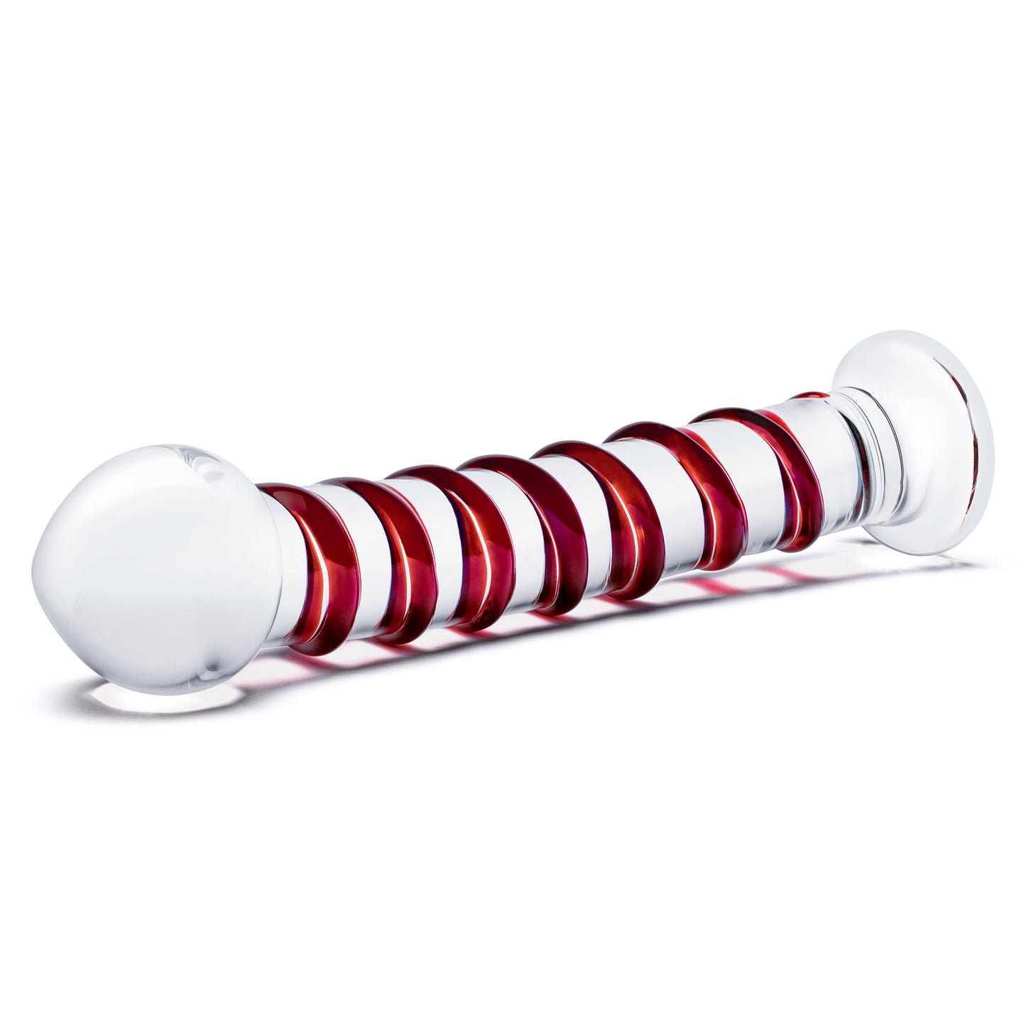 10 Inch Mr. Swirly Dildo - Red/clear GLAS-508