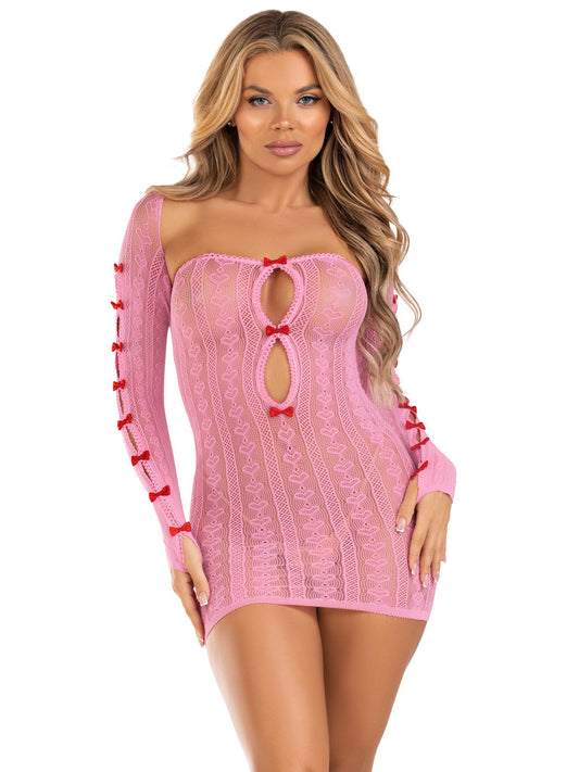 2 Pc Sweerheart Striped Tube Dress - One Size - Pink LA-87210PNKOS