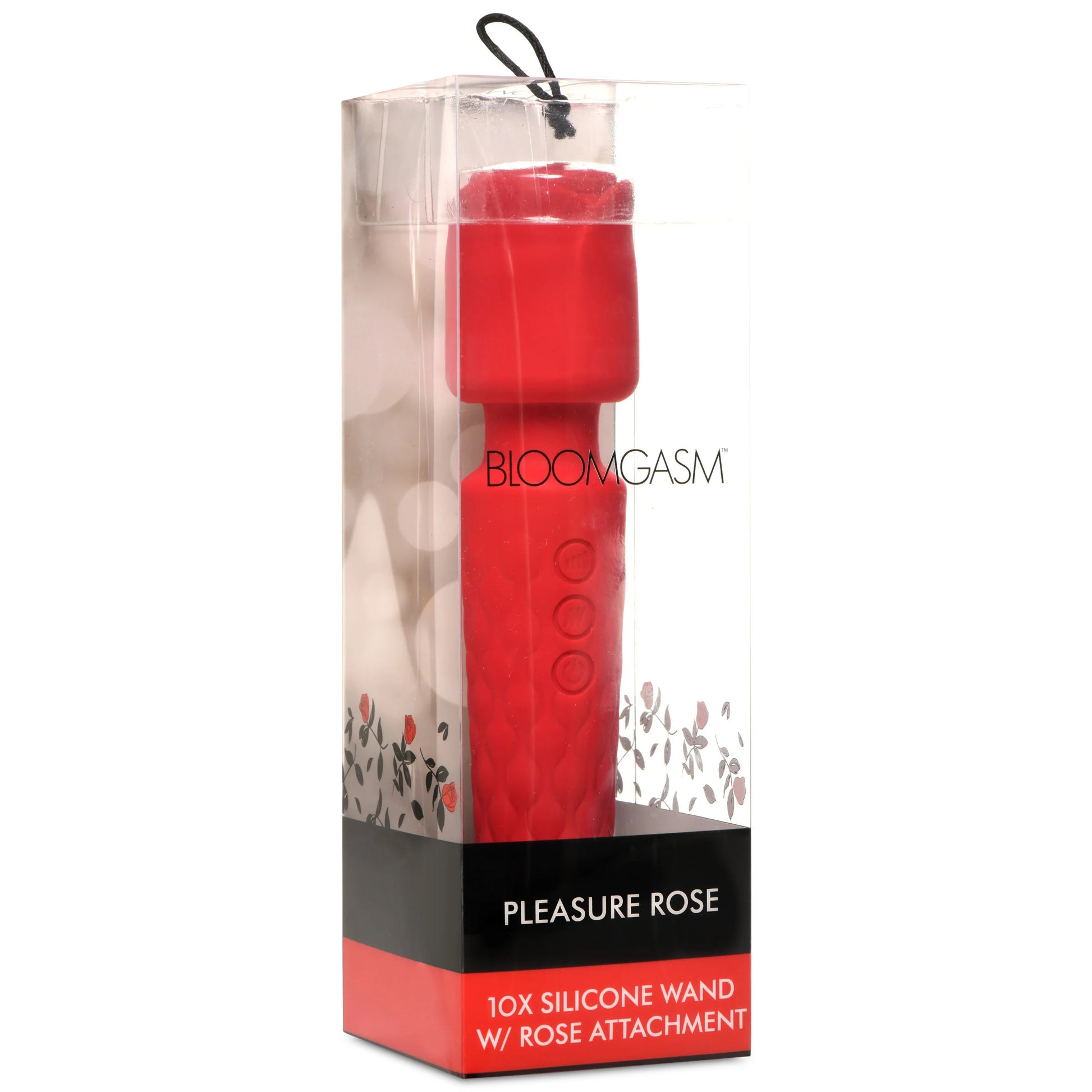 Pleasure Rose 10x Silicone Wand With Rose  Attachment - Red INM-AH318