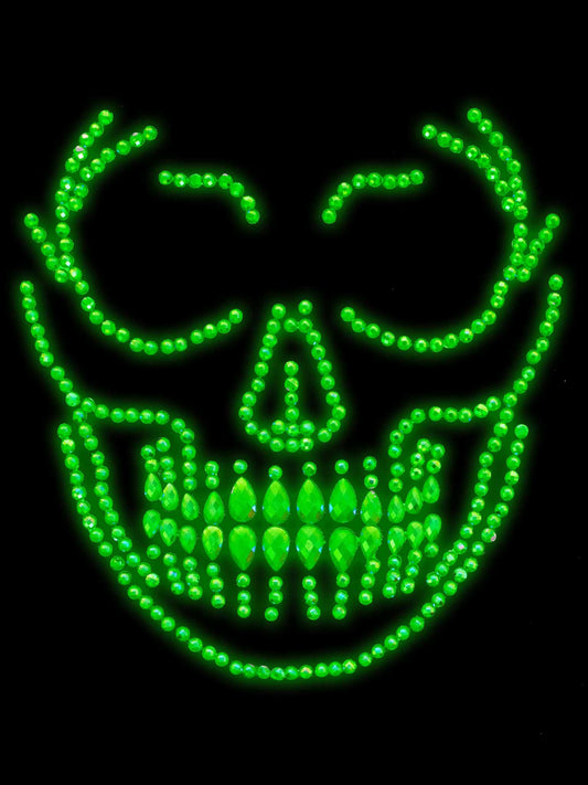 Glow in the Dark Skull Face Jewels Sticker LA-EYE048