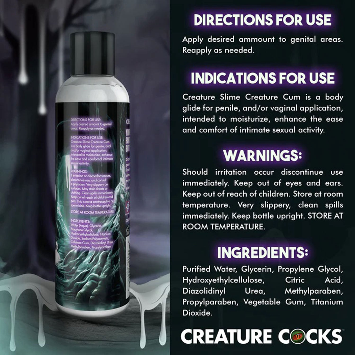 8oz Creature Slime Creature Cum Unscented Jizz  - Lubricant - Clear CC-AH456-8OZ