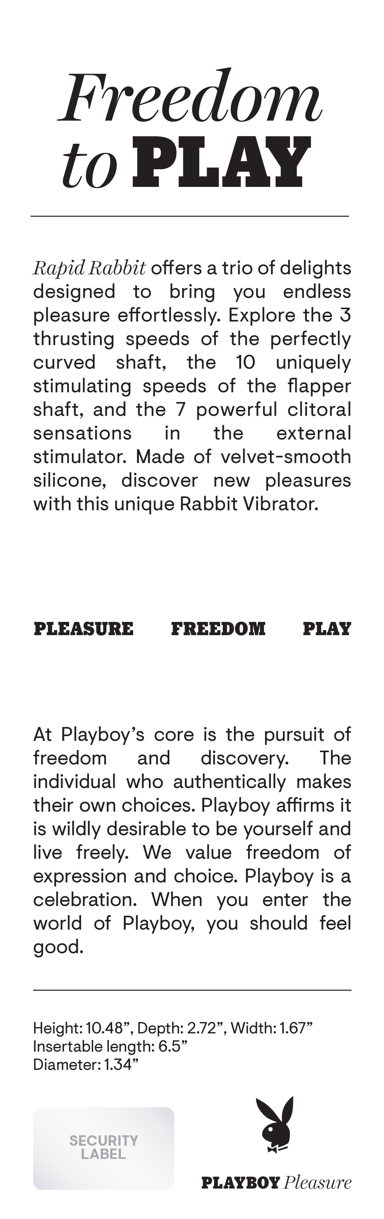 Playboy Pleasure - Rapid Rabbit - Vibrator  - Black PB-RS-1348-2