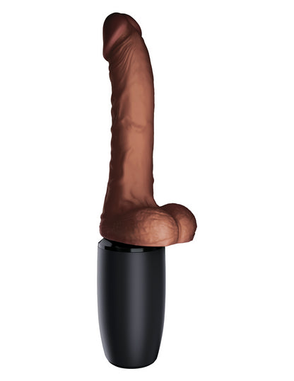 7.5 Inch Thrusting Cock With Balls - Brown PD5728-29