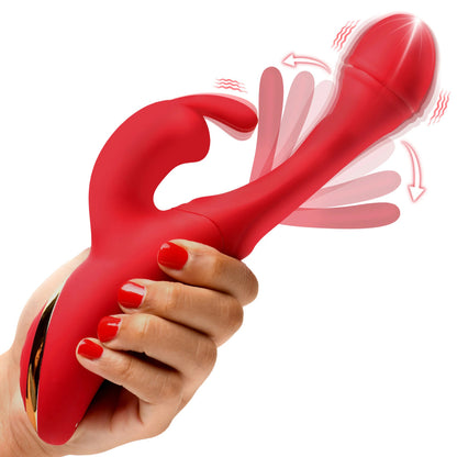 Rabbit Flick Flicking Silicone Rabbit Vibrator -  Red INM-AH389