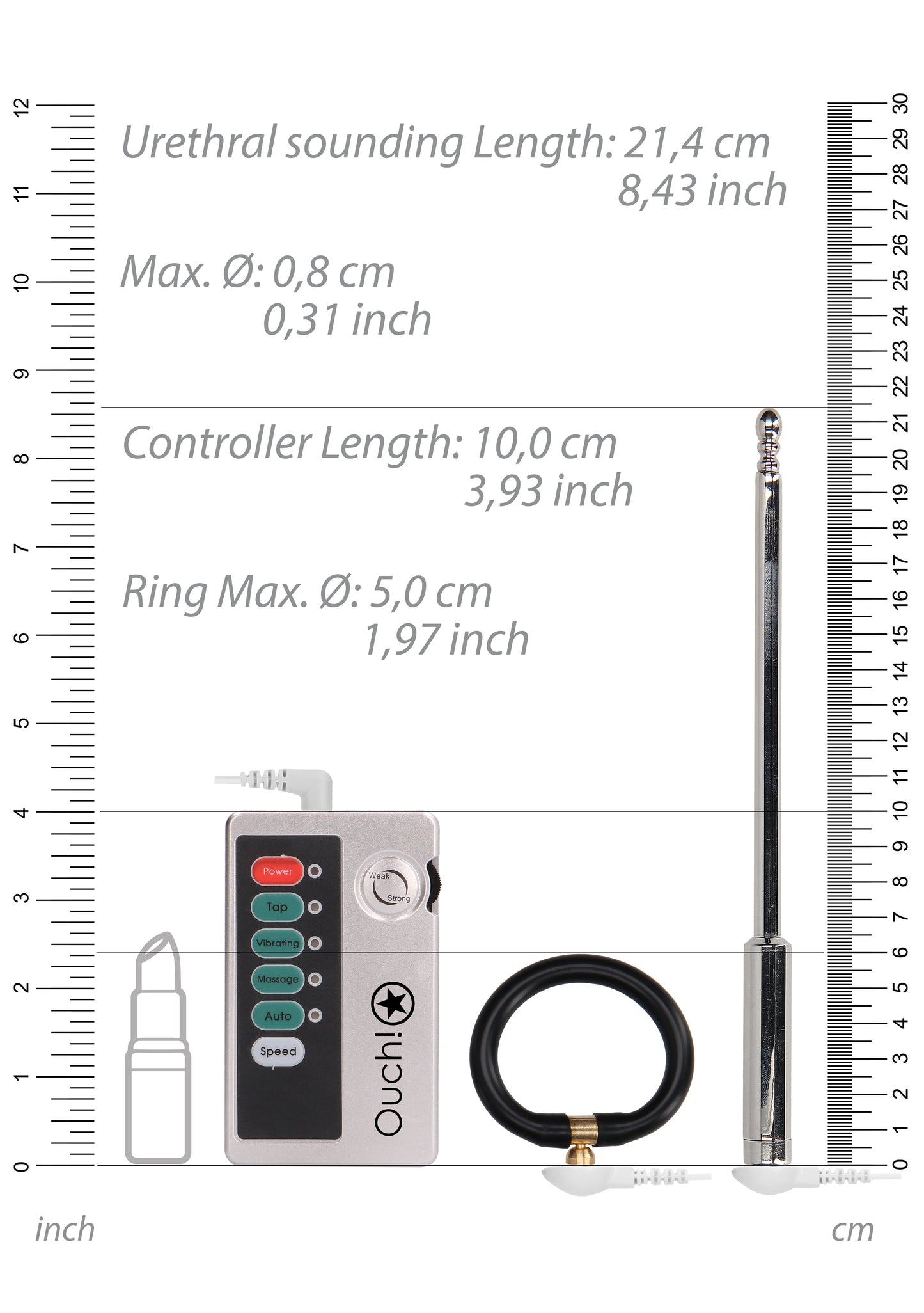 E-Stimulation Urethral Sounding Set - Silver OU-OU578SIL