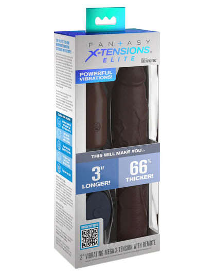 Fantasy X-Tensions Elite 9 Inch Sleeve Vibrating  3 Inch Plug With Remote - Brown PD4155-29