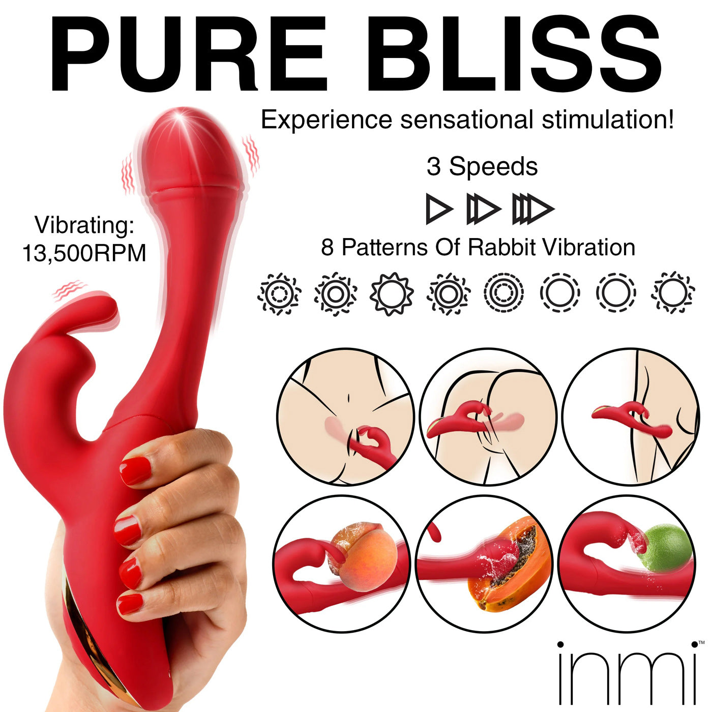 Rabbit Flick Flicking Silicone Rabbit Vibrator -  Red INM-AH389