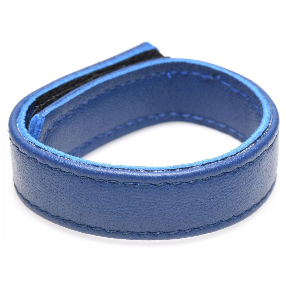 Leather and Velcro Cock Ring - Blue STR-AG997-BLU