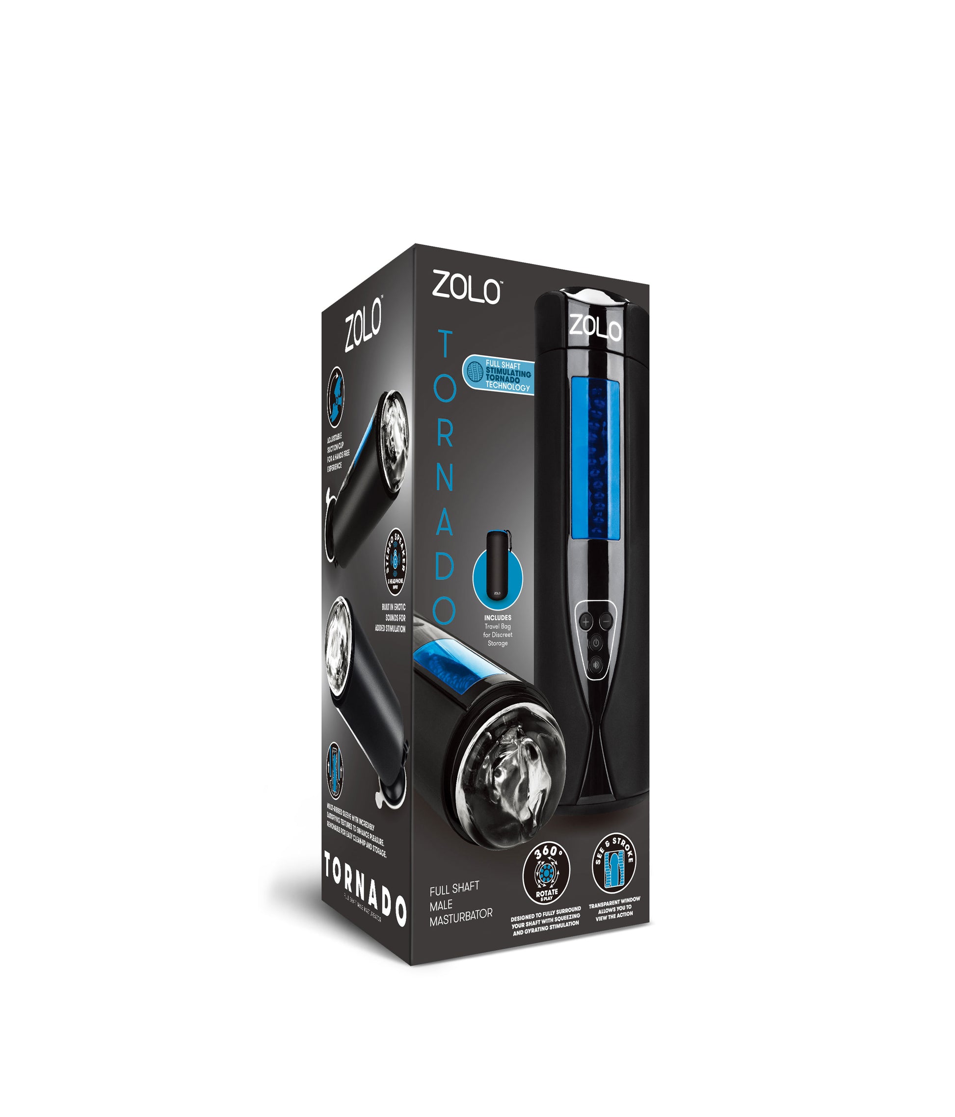 Zolo Tornado Rechargeable Masturbator - Black X-ZO6030