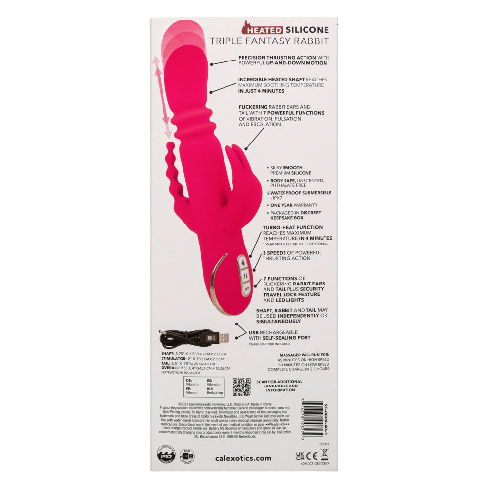 Jack Rabbit Signature Heated Silicone Triple  Fantasy Rabbit - Pink SE0609903