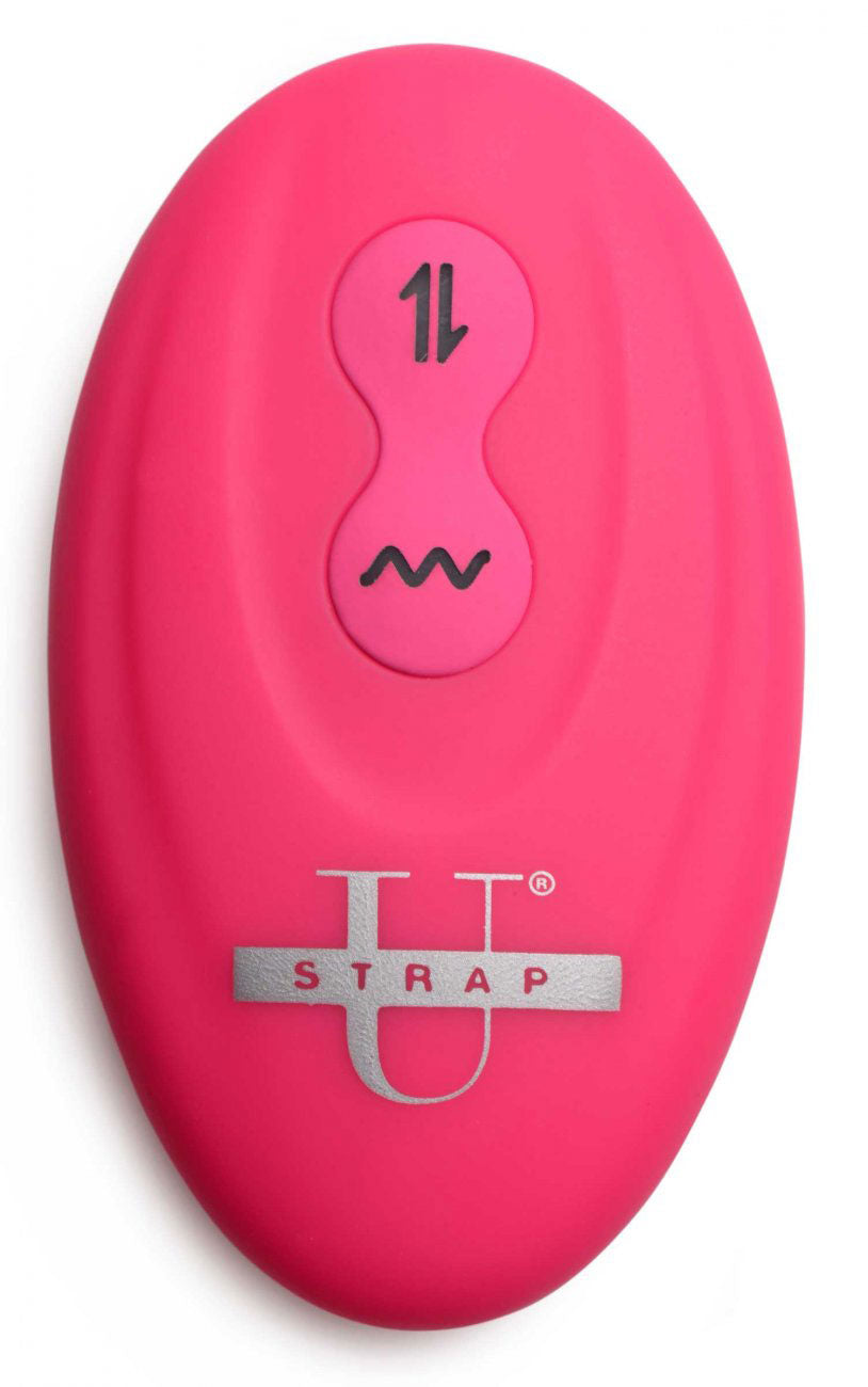 Mighty-Thrust Thrusting and Vibrating Strapless  Strap-on With Remote  - Pink SU-AG934