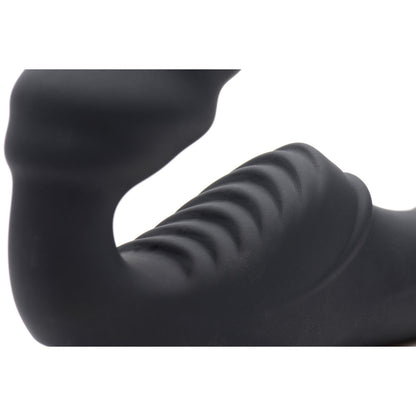 Slim Rider Ribbed Vibrating Silicone Strapless  Strap-On SU-AF840