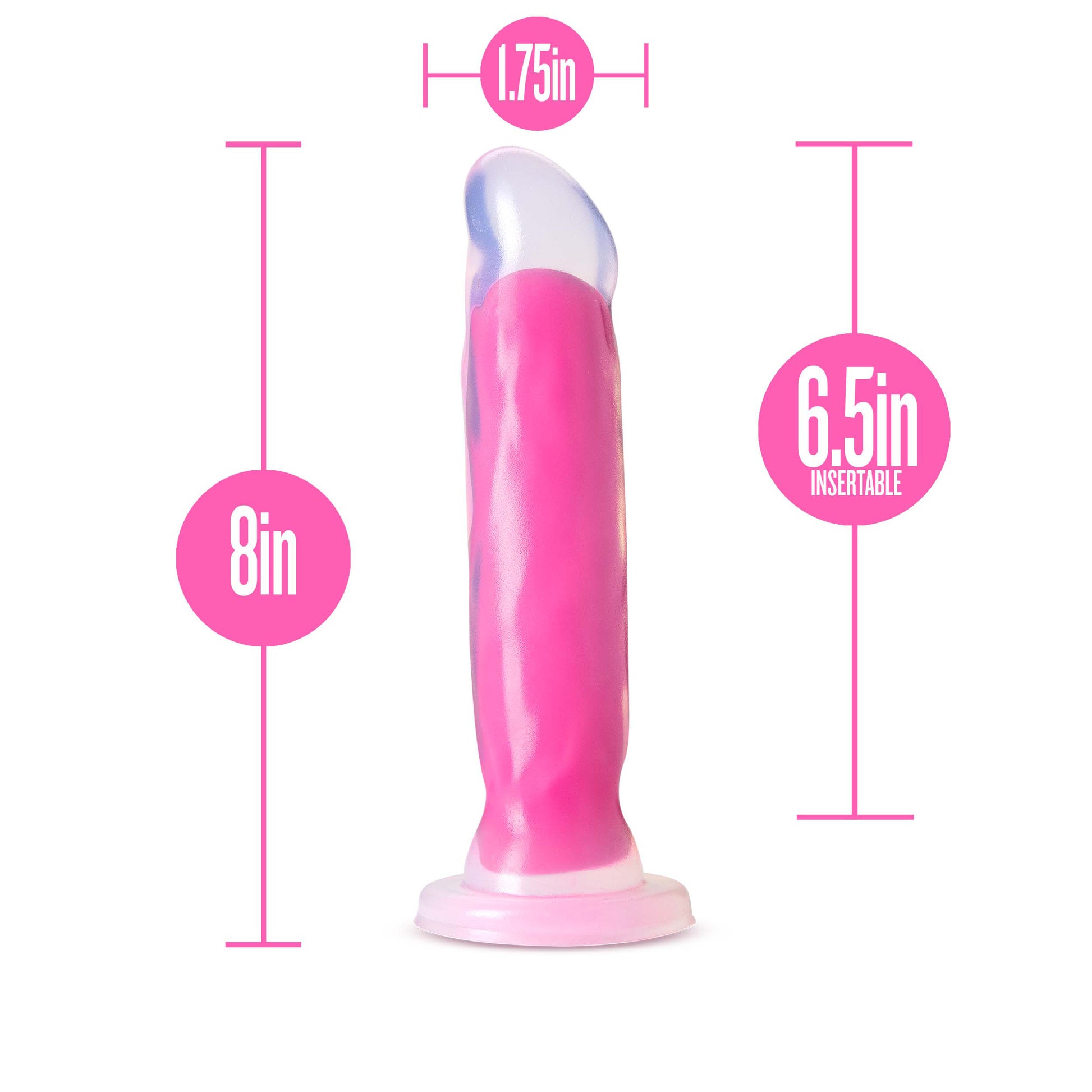 Neo Elite Glow in the Dark - Marquee - 8 Inch  Silicone Dual Density Dildo  - Neon Pink BL-88200