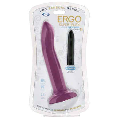 Ergo Super Flexi II Dong Soft and Flexible Liquid  Silicone With Vibrator - Plum WTC964