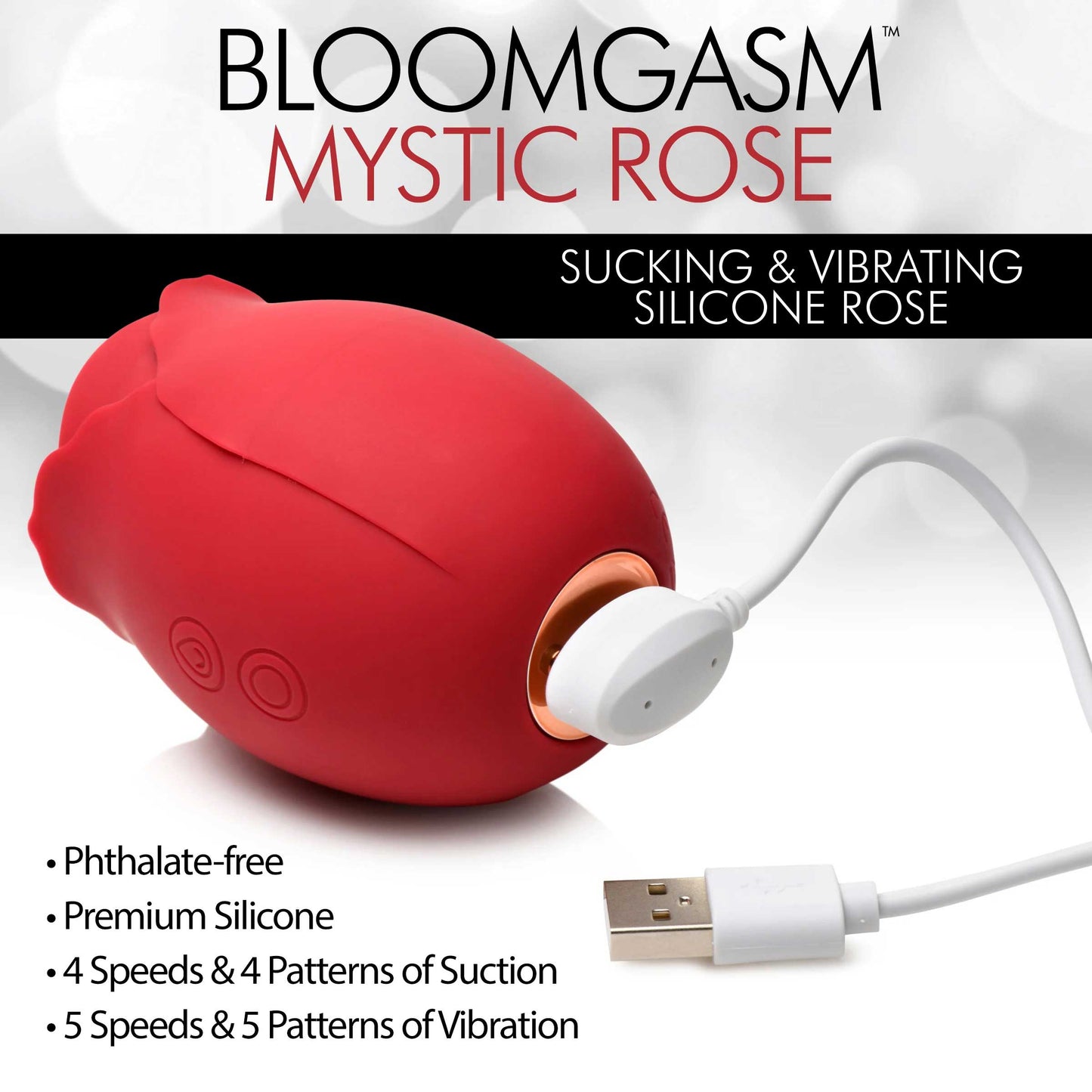 Mystic Rose Sucking and Vibrating Silicone Rose -  Red INM-AH105