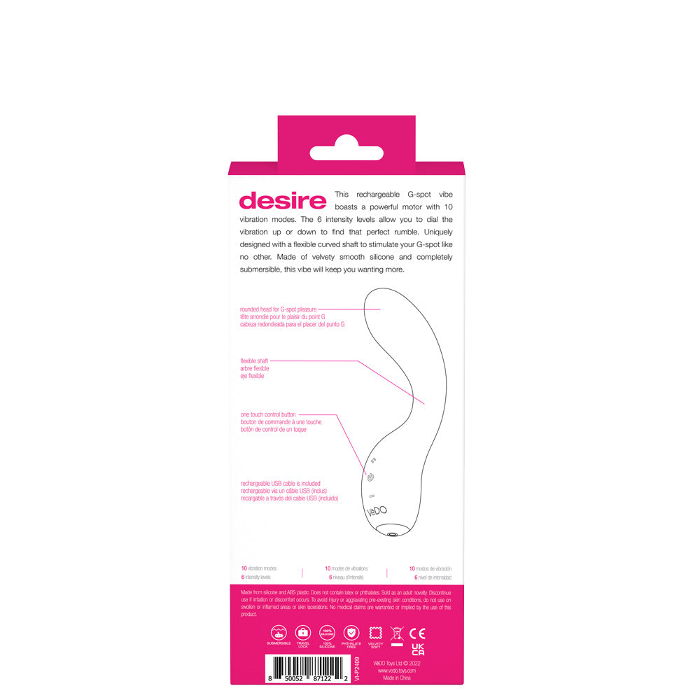 Desire Rechargeable G-Spot Vibe - Pink VI-P2409