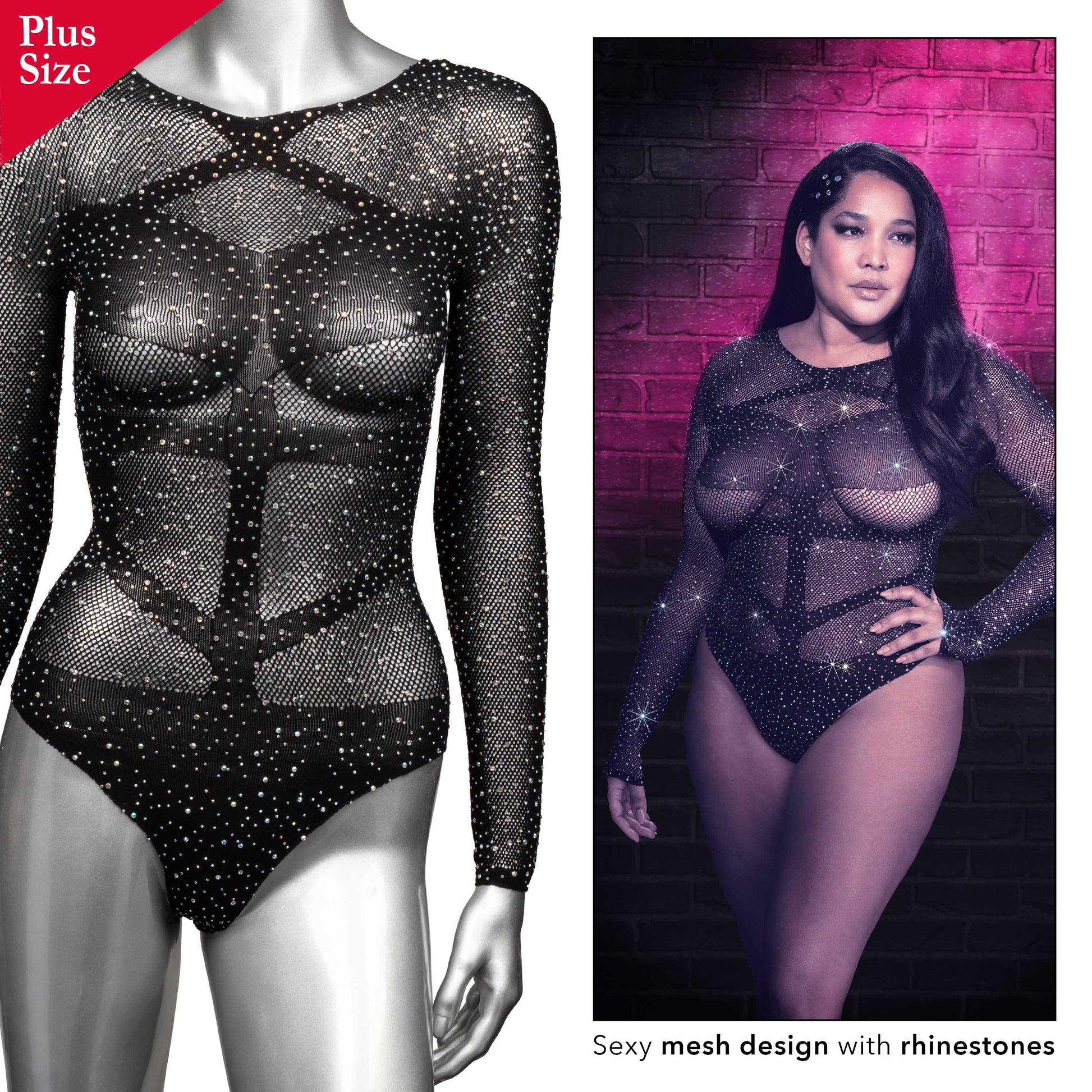 Radiance Long Sleeve Body Suit - Queen - Black SE3002163