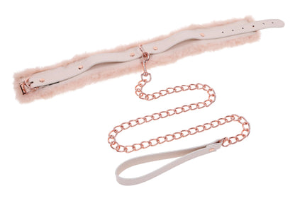 Peaches N Creame Fur Collar and Leash - Pink SS09962