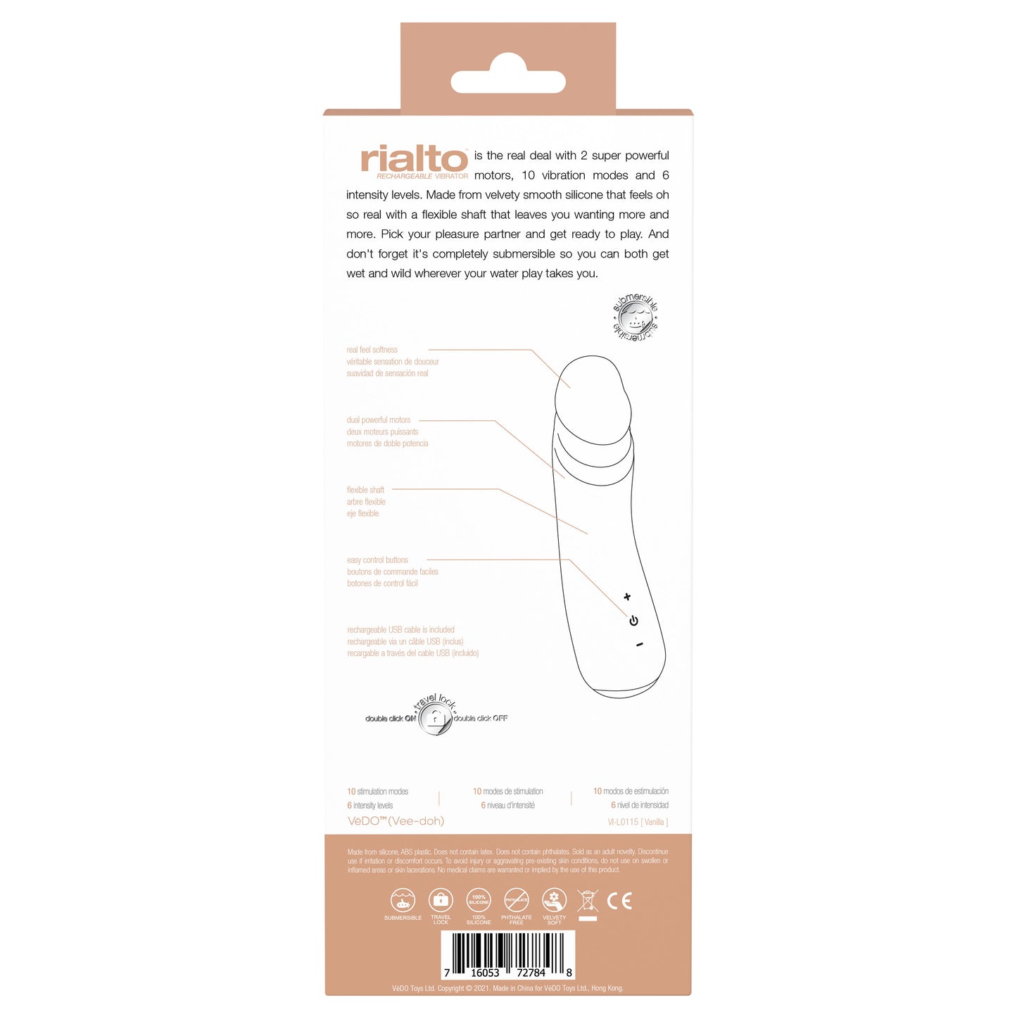 Rialto Rechargeable Vibrator - Vanilla VI-L0115