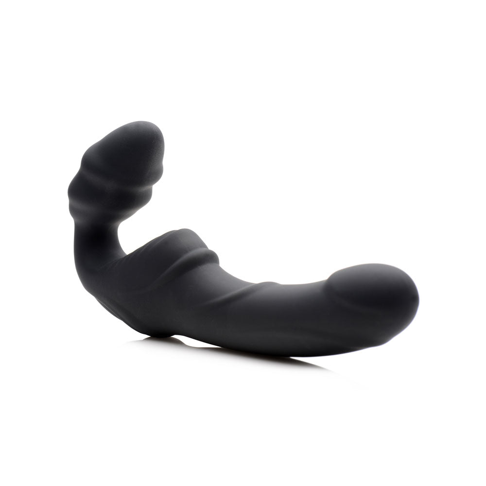 Slim Rider Ribbed Vibrating Silicone Strapless  Strap-On SU-AF840