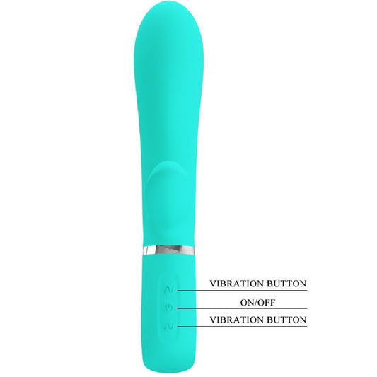 Thomas Super Soft Silicone Rabbit Vibrator -  Turquoise BI-014621-4